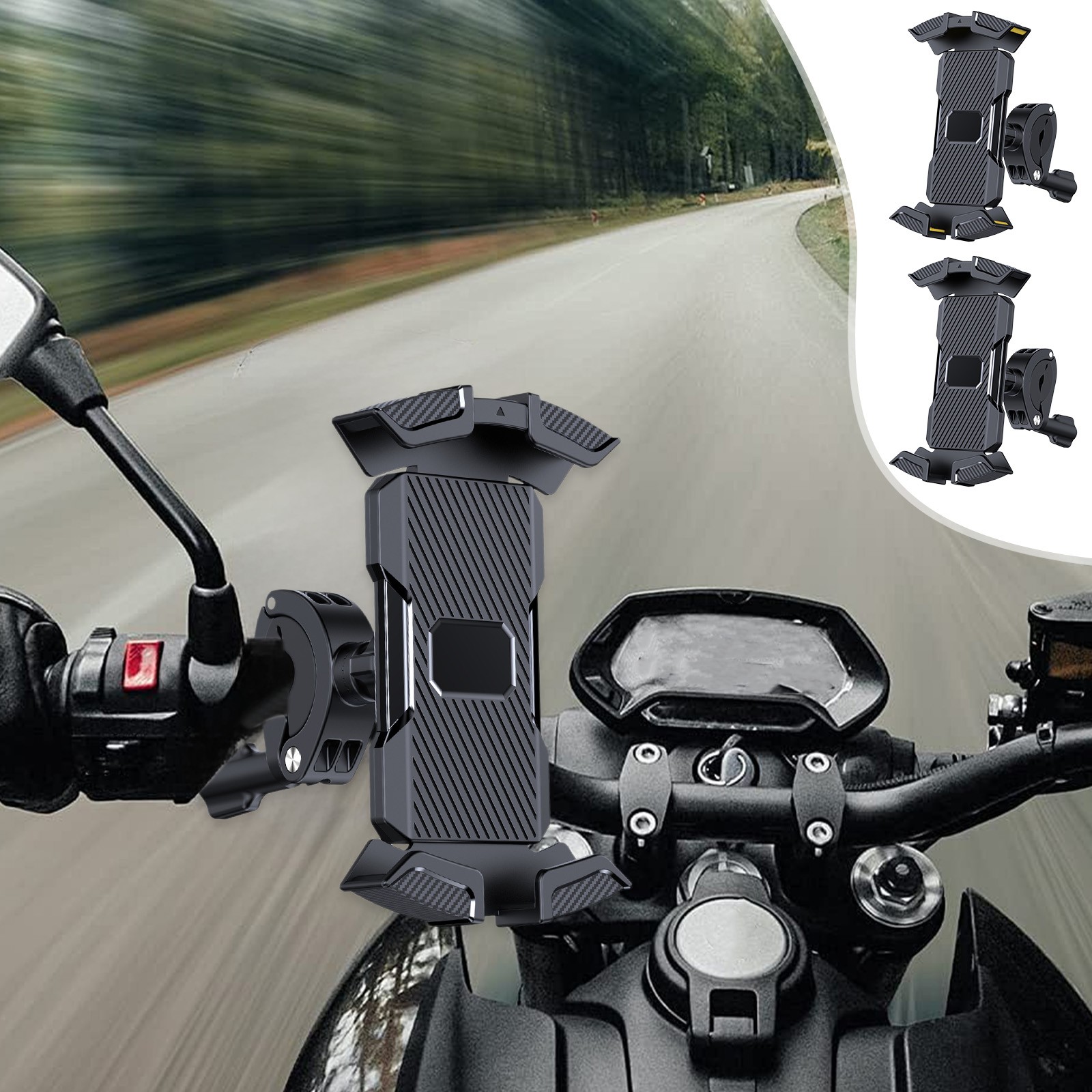 Motorcycle Handlebar Phone Mount, Secure Locking Design, Waterproof, Lightweight, For Commuting, Adventure Rides, Universal Compatibility, Durable Plastic, Street Riding Gear, Touring, Acppild